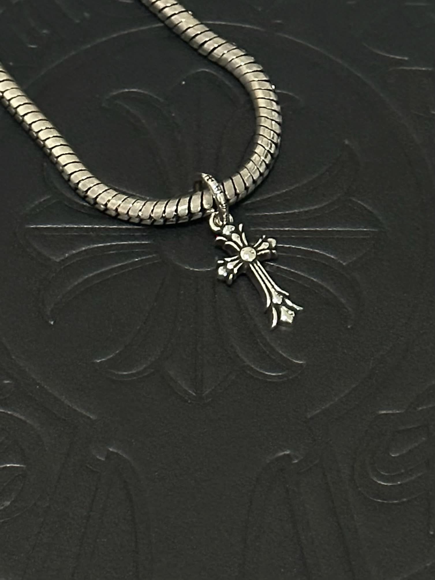 Chrome Hearts Silver Cross Charm Bracelet